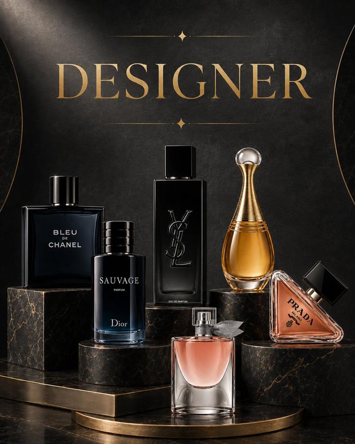 Perfumes designer em composição premium