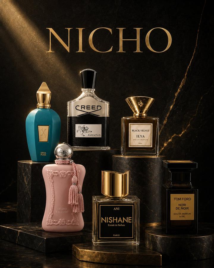 Perfumes de nicho em composição premium